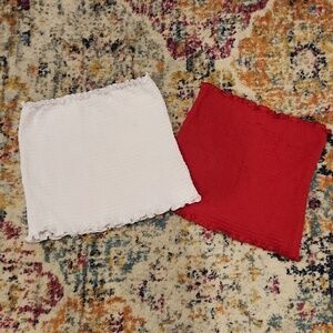 Red and White SZ L Tube Tops
